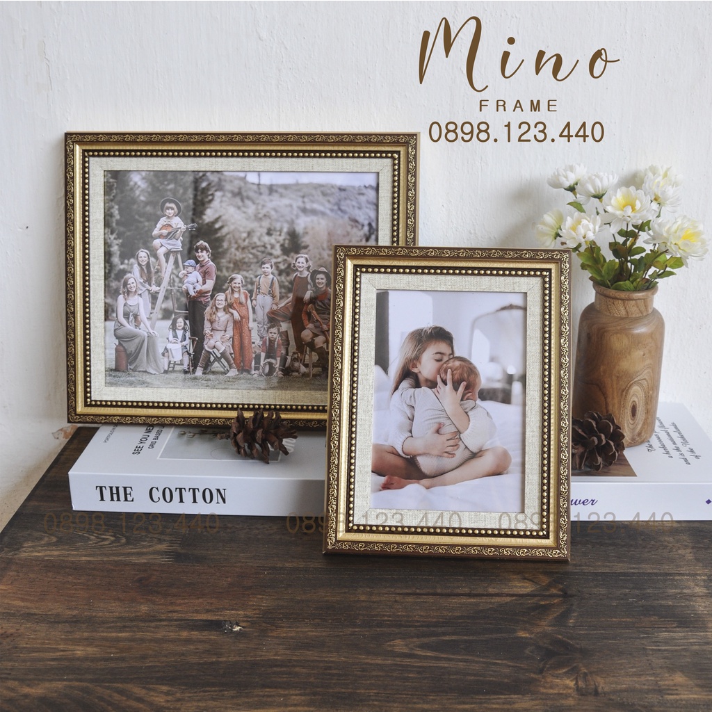 Khung Ảnh Gỗ 5 / 6 / 7 / 10 Trang Trí Phòng Khách, Phòng Ngủ Mino Frame KH09