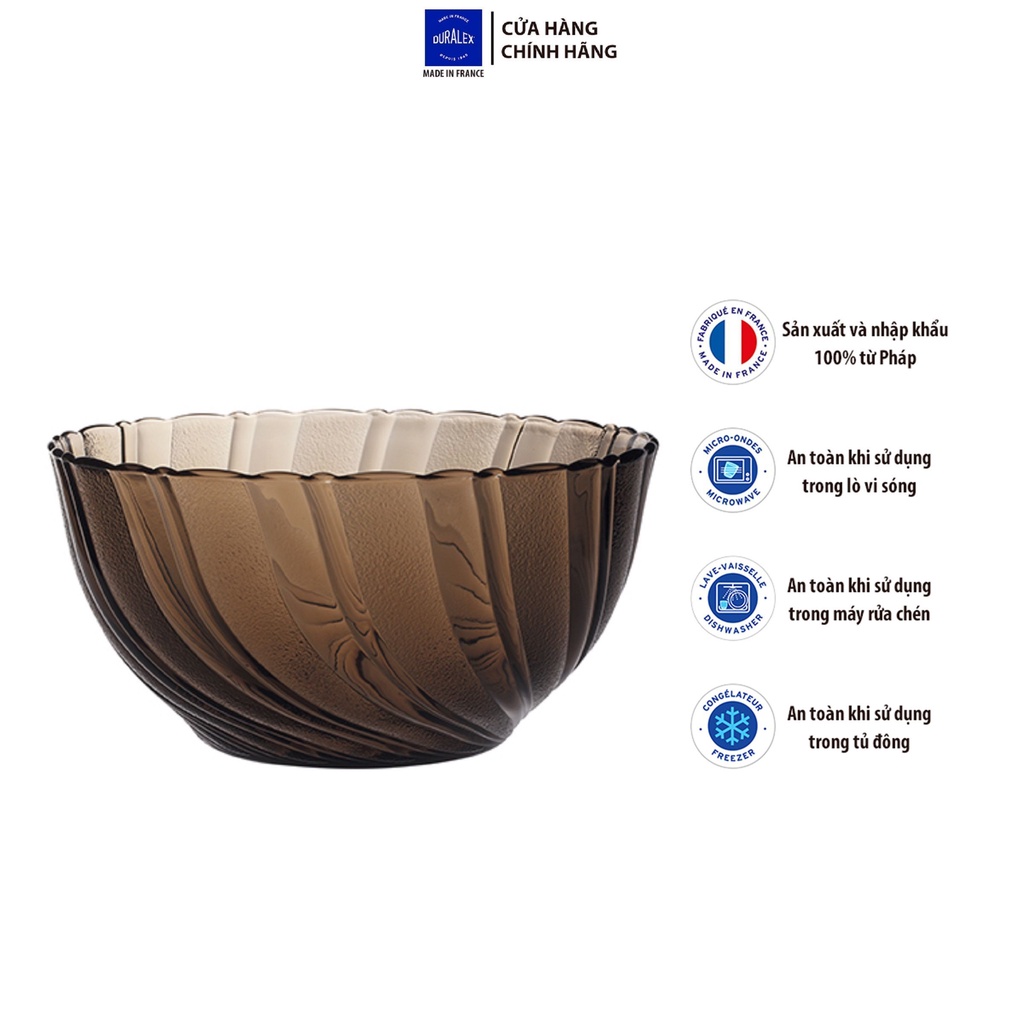 Tô D2003C Duralex - Beau Rivage Nâu khói Creole 22.5cm  Thủy tinh cường lực cao cấp Pháp