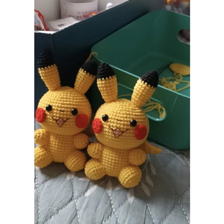 Móc Khoá Pikachu Nhồi Bông móc Bằng Len Làm Quà Tặng - Thú Bông Len Handmade Đan Móc Thủ Công Bằng Tay