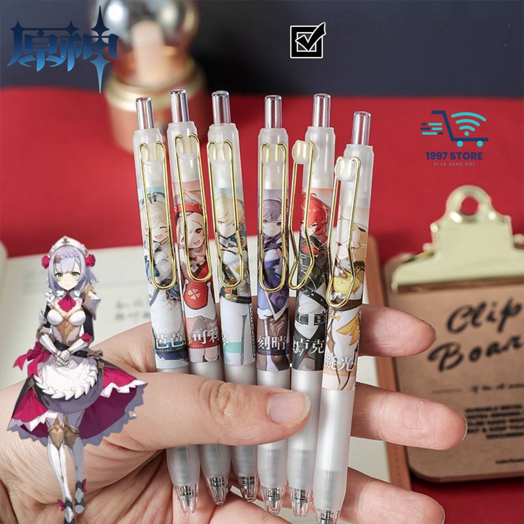 Bút Genshin Impact Mực gel đen chống thấm , Bút Anime Mực gel đen chống thấm