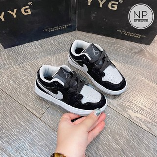 Giày Jordan cổ thấp đen phối ghi siêu chất cho bé trai hàng có hộp cao cấp