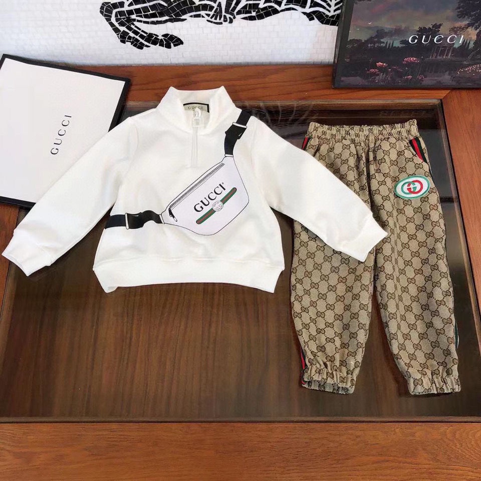 Set Áo Thun Dài Tay + Quần Dài Họa Tiết Gucci Thời Trang