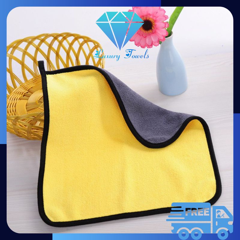 Khăn lau ô tô xe hơi Luxury Towels L03 màu xám 2 lớp cao cấp siêu sạch siêu thấm hút