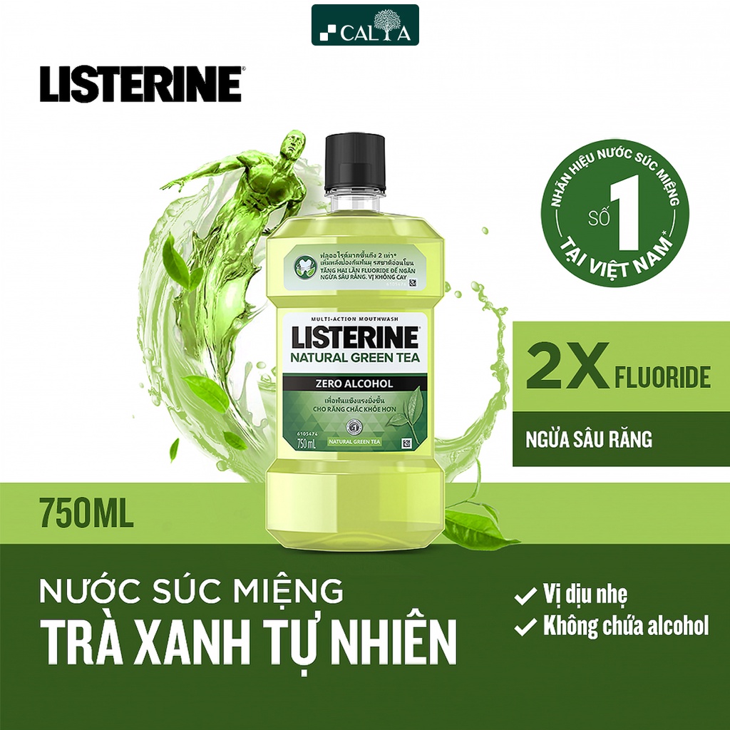 Nước Súc Miệng Listerine Trà Xanh Ngừa Sâu Răng - Listerine Natural Green Tea 750ml