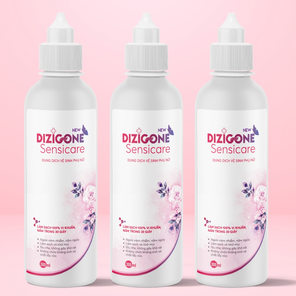 Dung dịch vệ sinh phụ nữ DIZIGONE Sensicare 300ml x 3 chai - Hết ngứa, sạch khí hư, khử mùi vùng kín