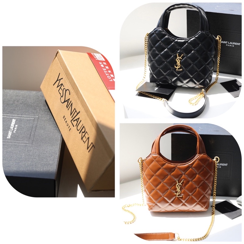 Túi Xách YSL Shopping Mini Nâu Đen Size 22 - By Anh Dinh Phuong