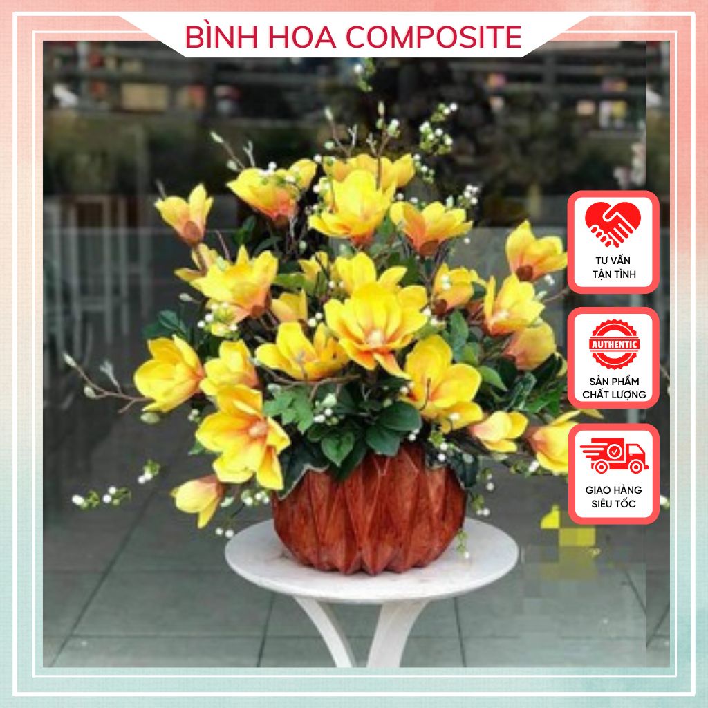 Bình Hoa Họa Tiết Bóng Trám Composite Trang Trí, Decor Cao Cấp, Bền Bỉ