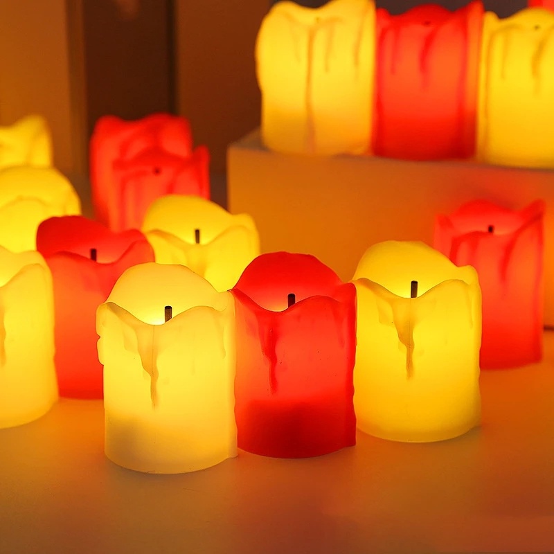 Đèn LED Hình Nến Bằng Nhựa 3 Màu Chạy Bằng Pin Dùng Trang Trí Đám Cưới