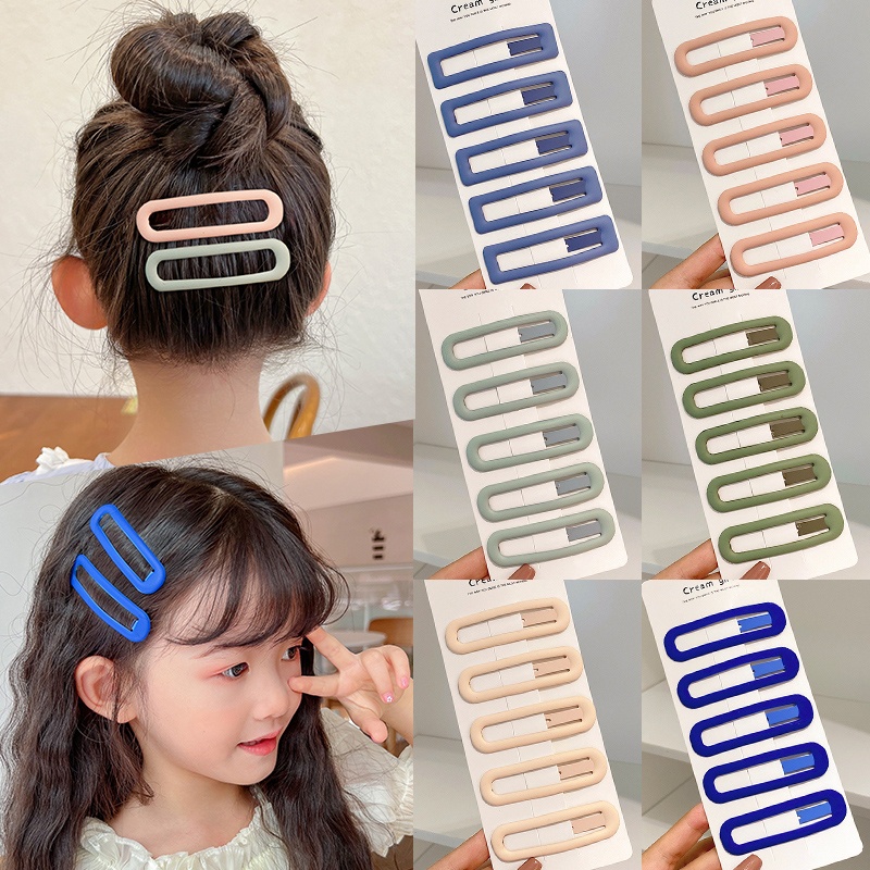 Kẹp tóc mái màu sắc trơn xinh xắn đơn giản phong cách Hàn Quốc