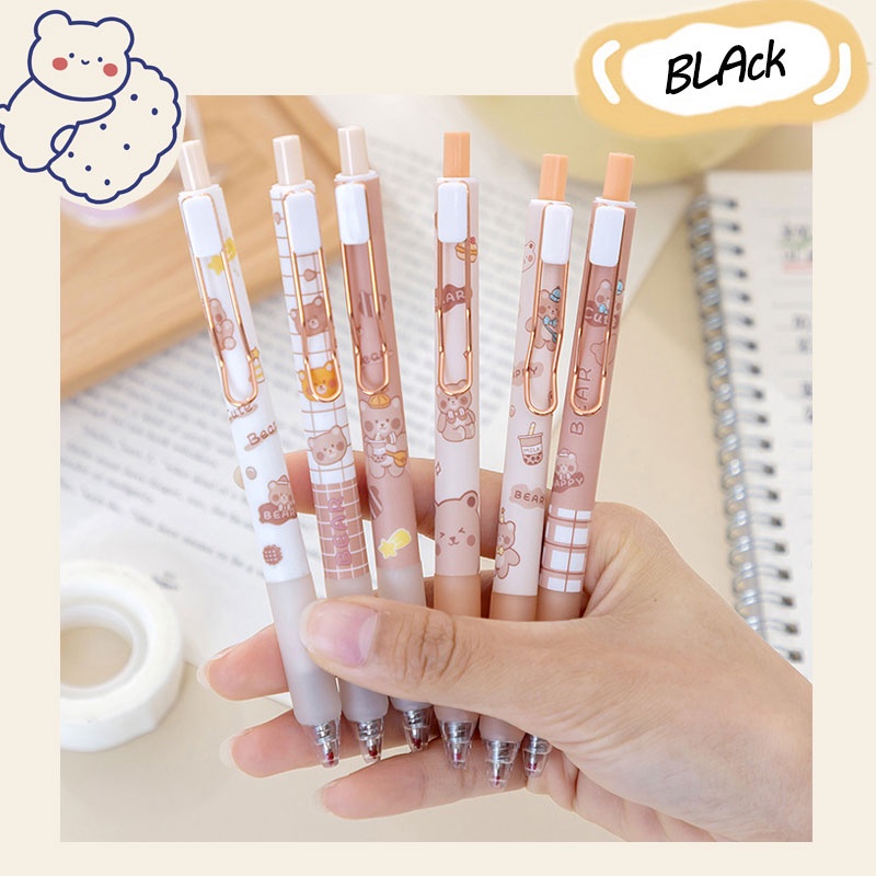 Bút Bi Mực Đen Ngòi 0.5mm In Hình Hoa Hồng Đáng Yêu