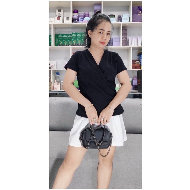 5️⃣0️⃣ÁO THUN BORIP CỔ V ĐẮP CHÉO XẾP LY TAY NGẮN HÀNG VNXK TUYENPHAN BIGSIZE ( BỔ SUNG MÀU BÀI SAU )