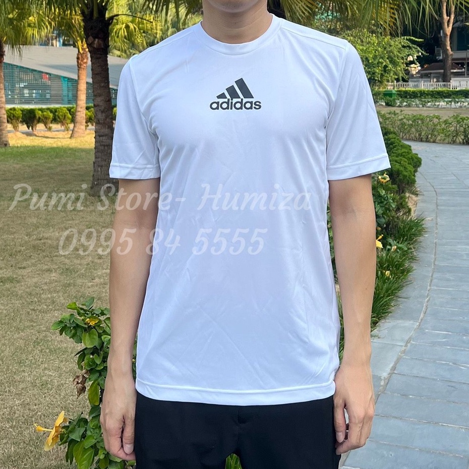 Áo Adidas ngắn tay nam Men's Primeblue Designed 2 Move 3-Stripes Tee, Màu Trắng GM2135