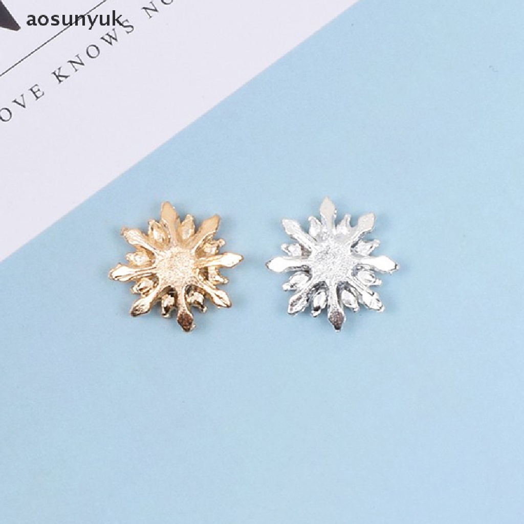 Aosunyuk Set 10 Nút Áo Hình Bông Tuyết Ngọc Trai Kim Loại Đính Kim Cương Giả Lấp Lánh