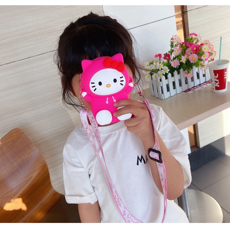 Túi xách đeo chéo silicon hình mèo kitty thời trang dễ thương