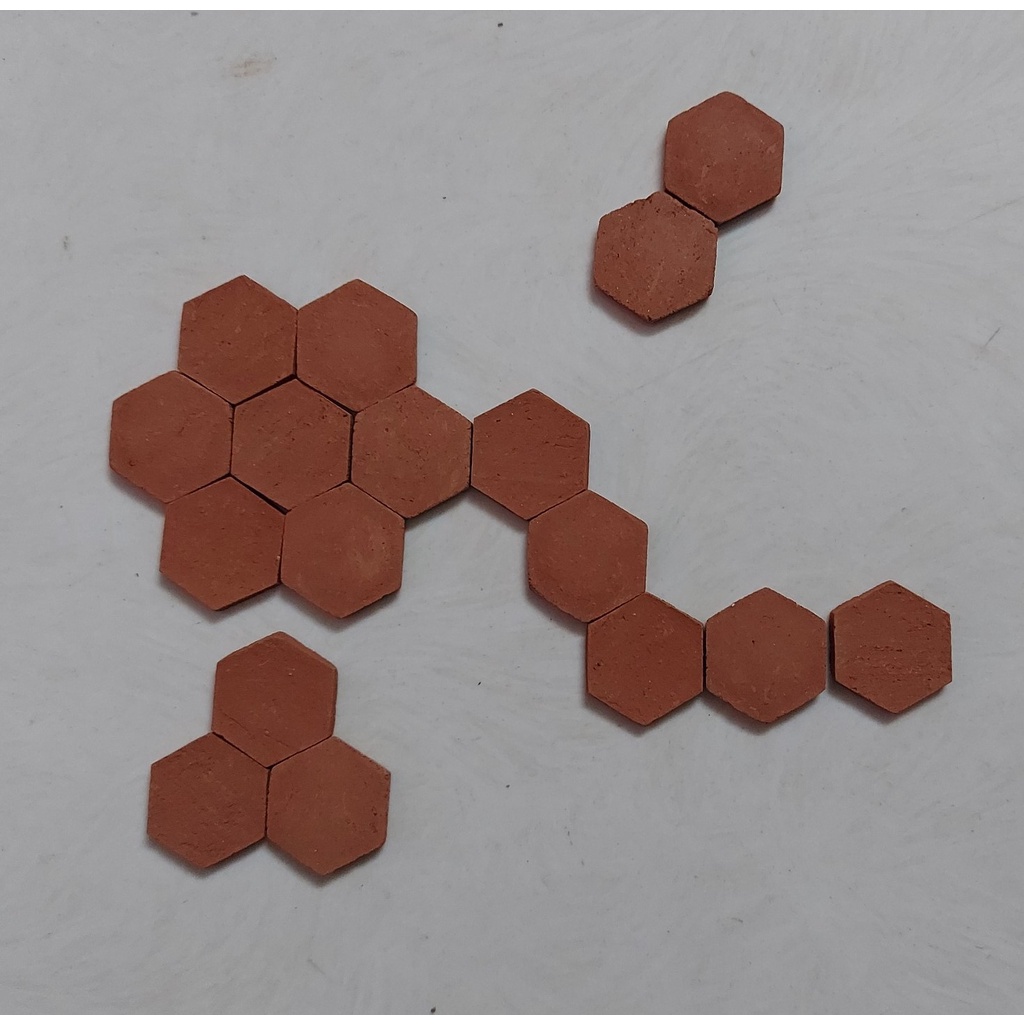 100 viên - GẠCH LỤC GIÁC 20x20x2mm, Gạch Đất Sét Nung Mô Hình, Tiểu Cảnh.