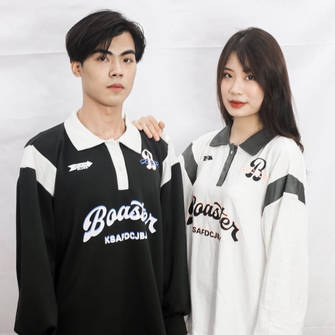 Áo Sweater Polo Cổ Bẻ Dài Tay Freesize Nam Nữ Unisex Chất nỉ Họa tiết chữ B Hottrend Hàn Quốc