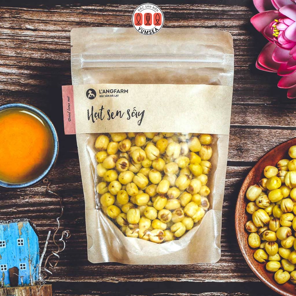 Hạt sen sấy L'angfarm, 150g, bịch, mẫu kraft 1 mặt trong