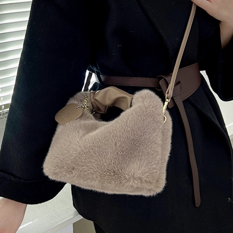 Túi Đeo Chéo Phủ Lông Phong Cách Hàn Quốc Đơn Giản Thoải Mái Thời Trang Cho Nữ