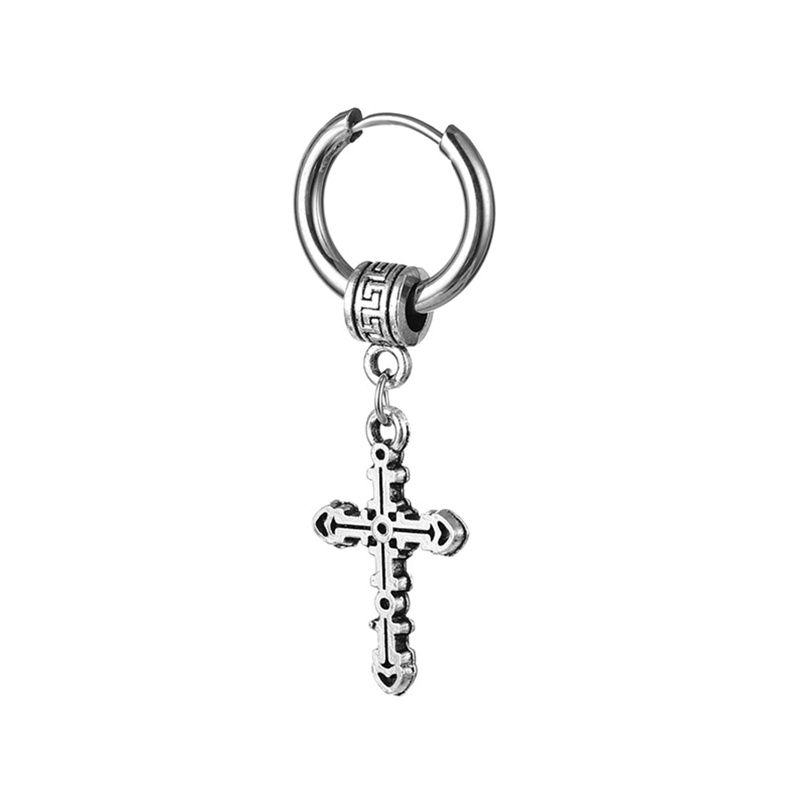 1 Bông Tai Thép Titan Hình Thánh Giá Phong Cách Hàn Quốc Thời Trang