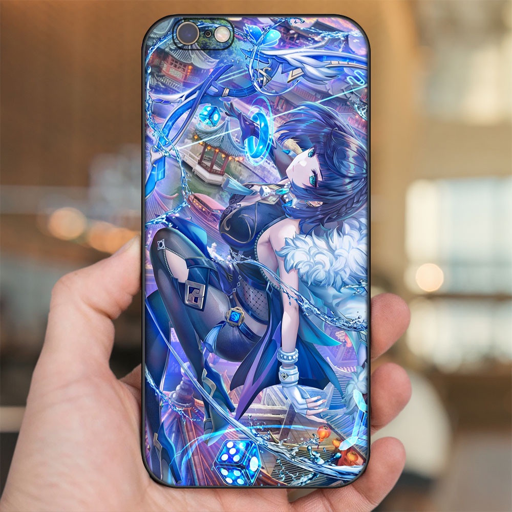 Ốp lưng iPhone 6, 6s dẻo đen cạnh vuông in hình Yelan Genshin Impact