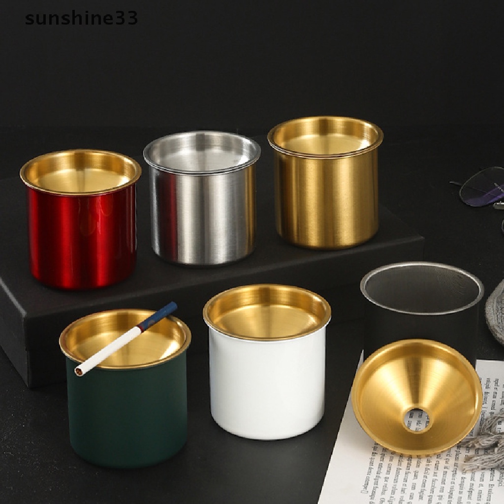 Gạt Tàn Thuốc Bằng Thép Không Gỉ Chống Gió Tiện Dụng Cho Gia Đình