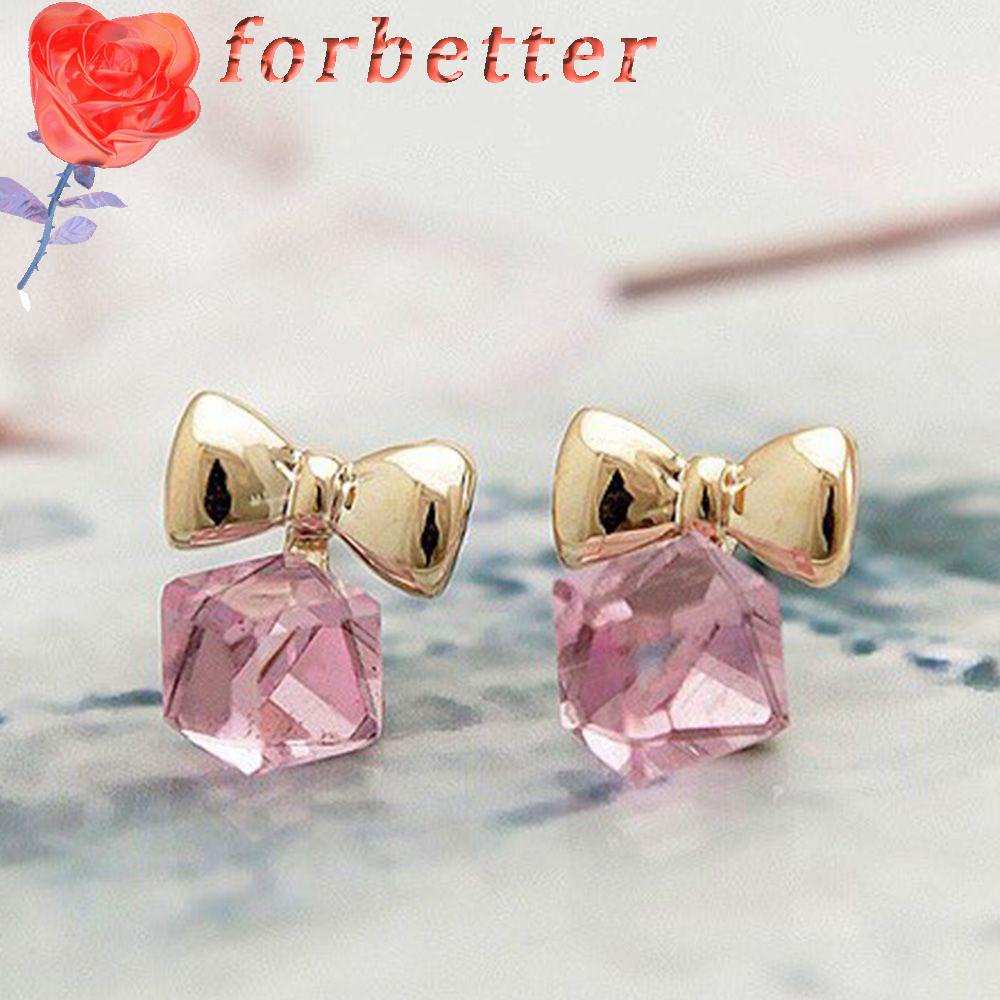 Cặp bông tai nơ gắn đá dễ thương cho nữ