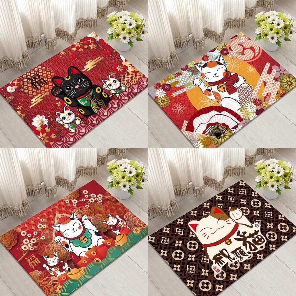 (40x60cm) THẢM CHÙI CHÂN LÔNG MỊN MÈO PHÁT TÀI PHÁT LỘC CHO MÙA TẾT NĂM QÚY MÃO 006
