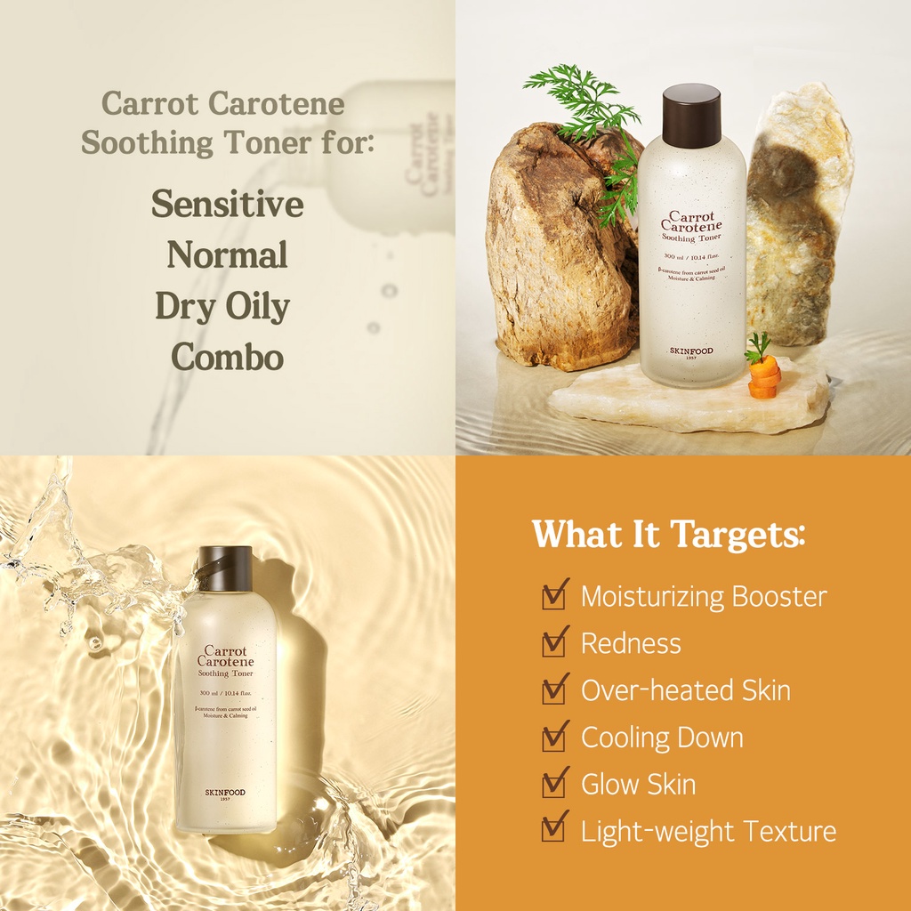 Toner làm dịu da SKINFOOD Carrot Carotene Soothing Toner 300ml chiết xuất thiên nhiên