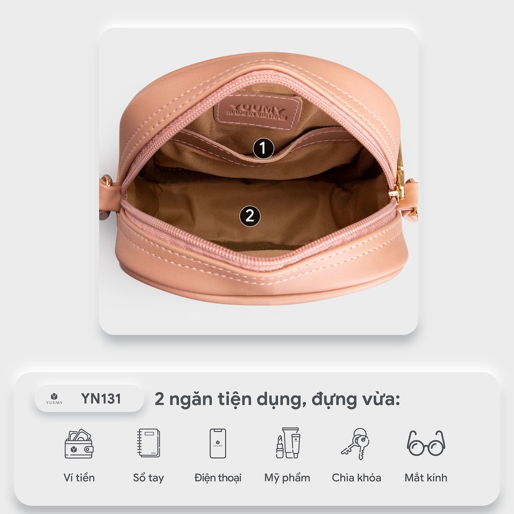 Túi đeo chéo nữ mini họa tiết trần chỉ caro YUUMY Seasand YN131