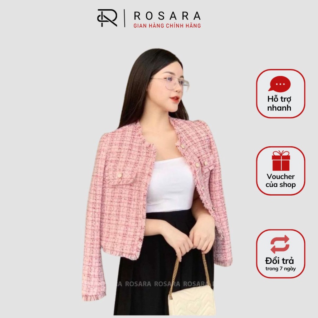 Áo Khoác Thiết Kế Dạ Tweet Màu Hồng Thời Trang Công Sở Nữ Sang Trọng KH26