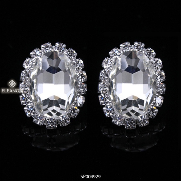 Bông tai nữ chuôi bạc 925 Eleanor Accessories hình oval viền đính đá sang chảnh phụ kiên trang sức 4929