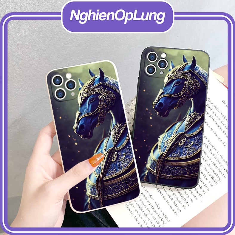 Ốp iphone ốp lưng iphone viền vuông bảo vệ camera 12 con giáp may mắn Con Ngựa dành cho IP6 đến IP14promax - li309