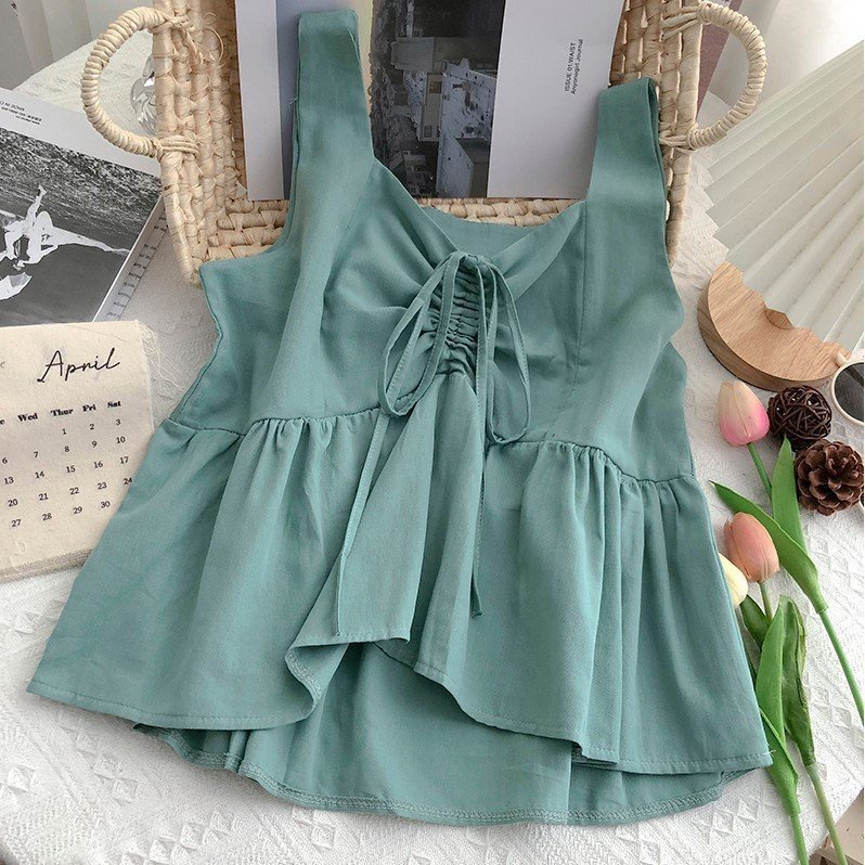 Áo babydoll hai dây nữ bản lớn,áo kiểu nữ thời trang phong cách Hàn Quốc điệu đà TT2
