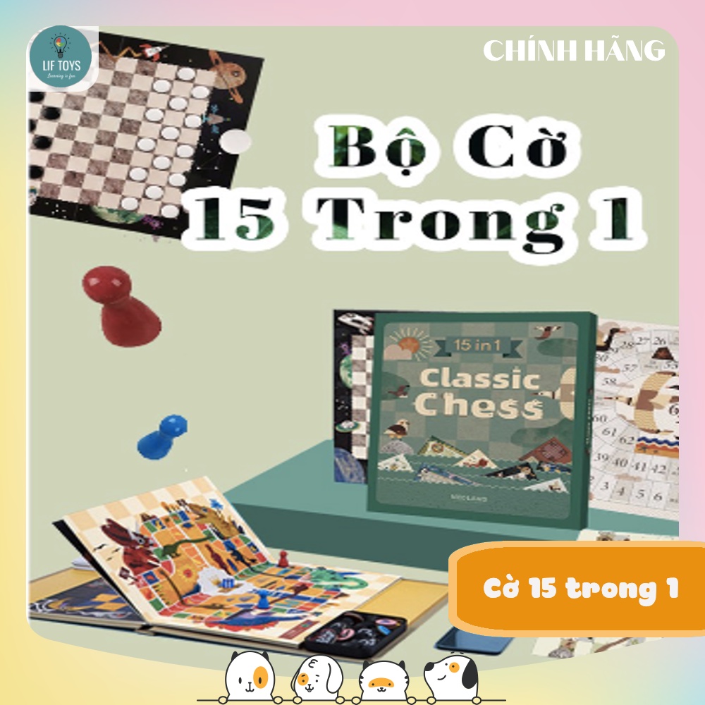 BỘ CỜ 15 TRONG 1 CHÍNH HÃNG NEOLAND CHO BÉ TỪ 4 TUỔI- ĐỒ CHƠI GIÁO DỤC CỜ VUA CỜ CÁ NGỰA CỜ VÂY