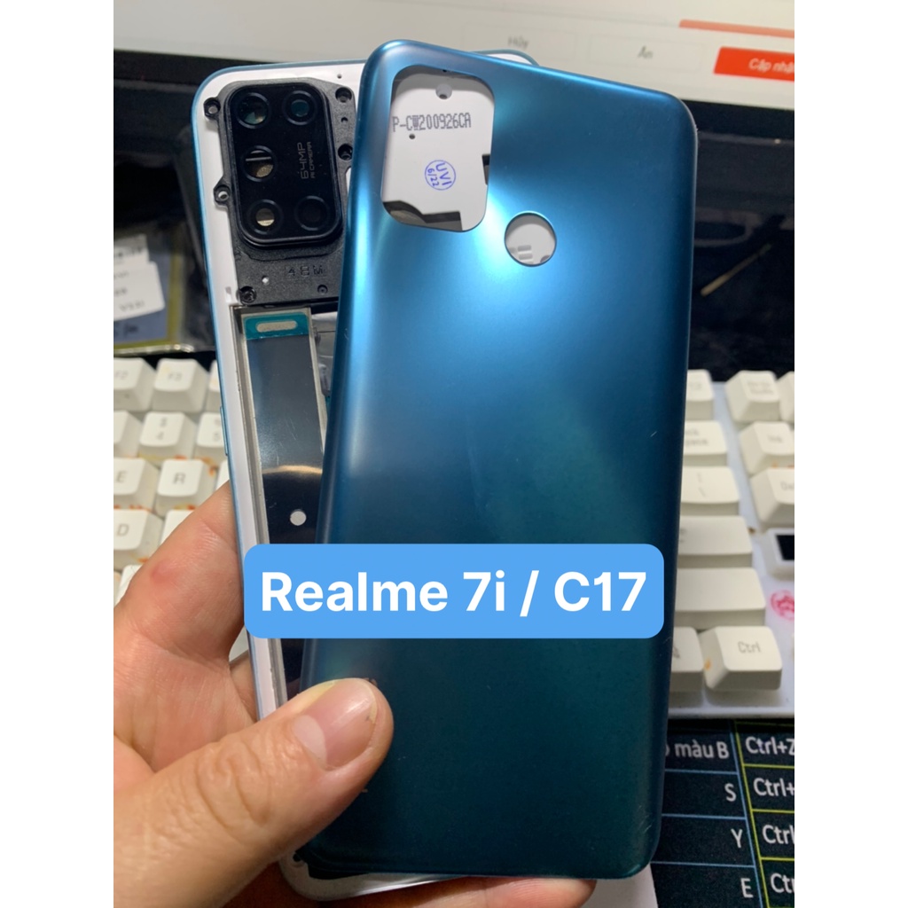 bộ Vỏ zin Realme 7i / C17 gồm lưng , sườn , phím , kính camera