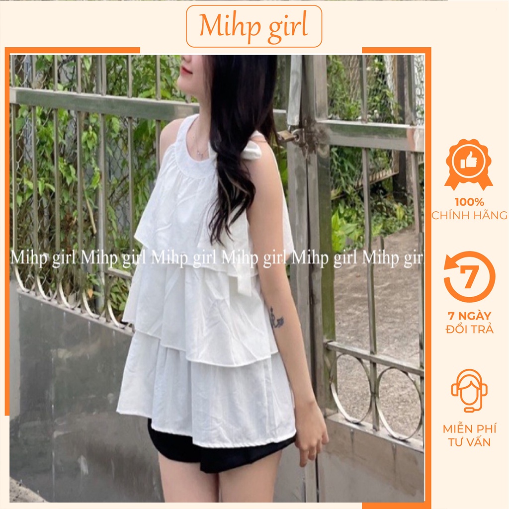 Áo kiểu nữ cổ yếm ,áo kiểu nữ tầng xoè , áo babydoll trắng tiểu thư