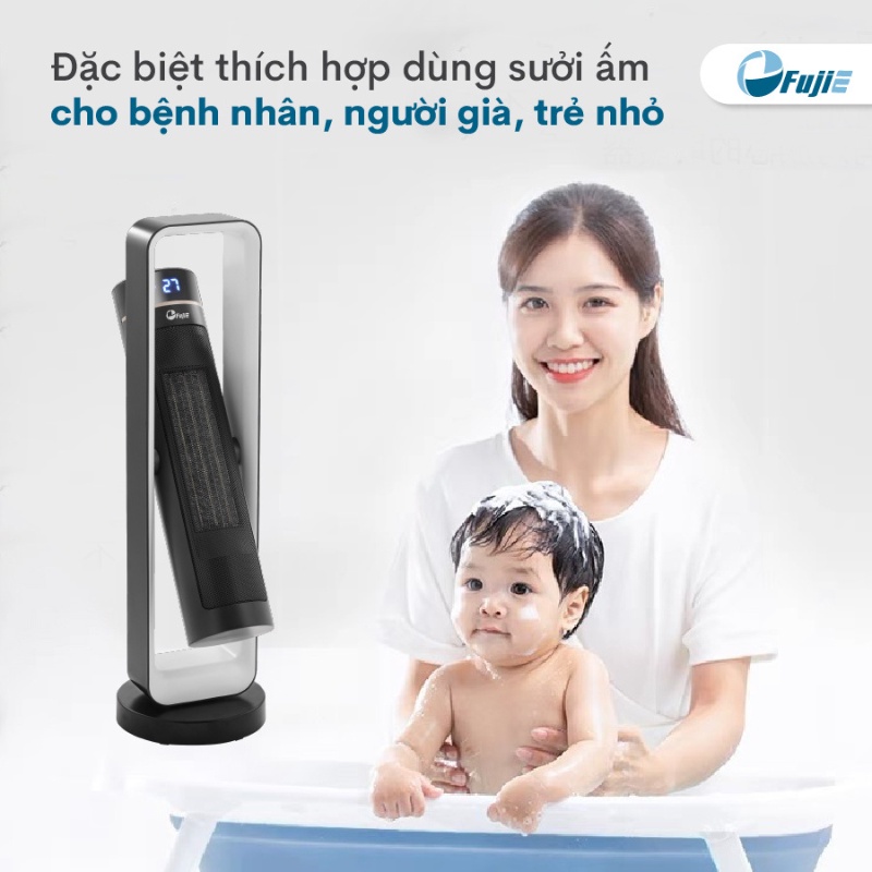 Quạt sưởi gốm Ceramic FujiE CH-2400 Quạt sưởi ấm để sàn - Tự ngắt khi quá nhiệt nghiêng đổ - Điều khiển từ xa