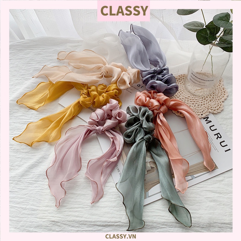 Dây cột tóc Classy scrunchies vải voan 16.5cm màu pastel nhẹ nhàng dành cho nữ PK1209