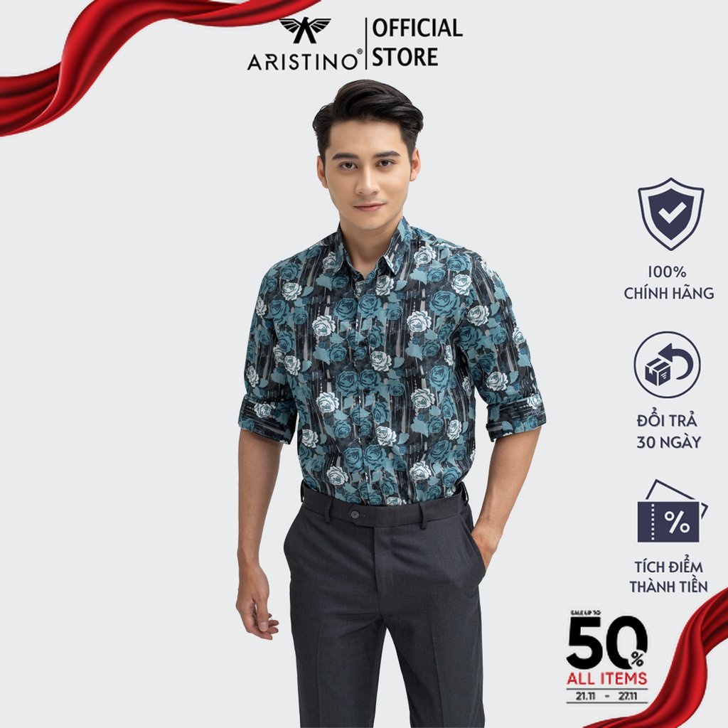 Áo sơ mi nam dài tay ARISTINO họa tiết cách điệu, tinh tế, chất cotton mềm mại, thoát ẩm tốt- ALSM2109