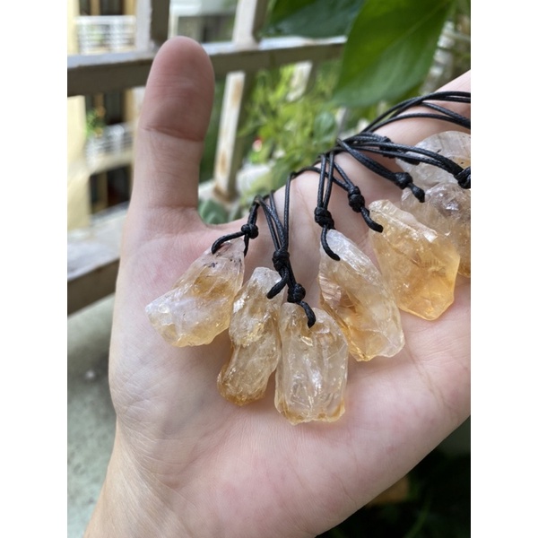 Dây chuyền đá TA vàng tự nhiên lên dây sáp có nút thắt tự điều chỉnh - NATURAL CITRINE