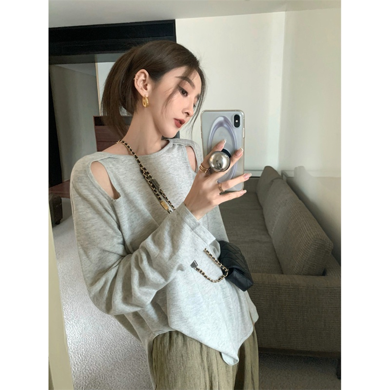 NRVP Áo thun nữ dài tay dáng rộng phong cách Hàn Quốc