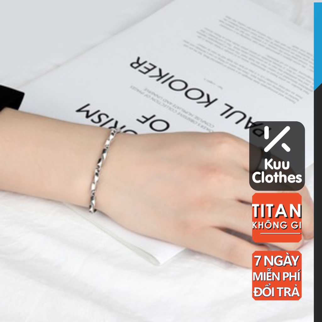 Vòng Tay Nam Lắc Tay Unisex Thời Trang Vòng Tay Nam Nữ Basic Kuu Clothes Màu Bạc Đen Titan - Vòng Tay Xích Trơn