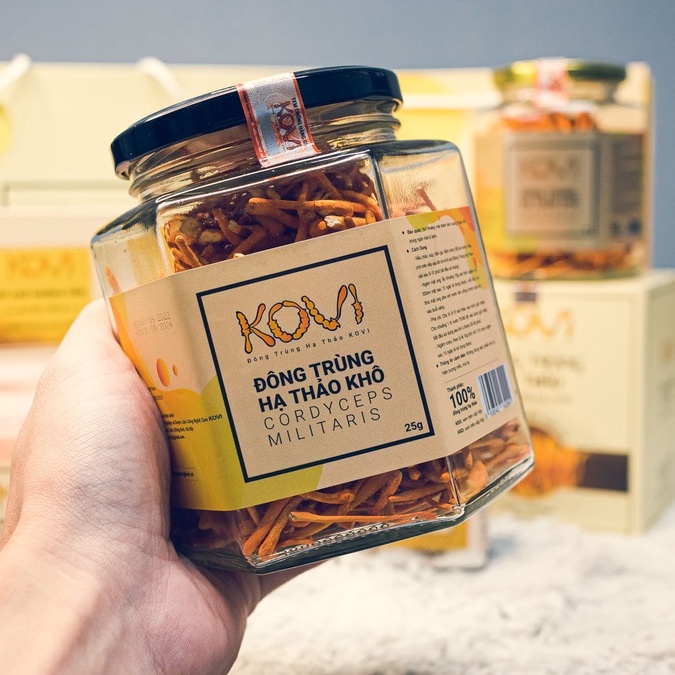 Đông Trùng Hạ Thảo Khô KOVI Hộp 25g Sấy Thăng Hoa