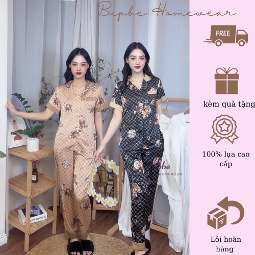 Đồ bộ nữ, pijama mặc nhà cao cấp SOMNIA họa tiết gấu GC 2 màu nâu và đen, đủ size tói bigsize - PGCG