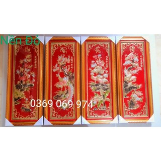 Tranh Tứ quý bằng Đồng Liền tấm nguyên chất kt mỗi tấm 100x40cm