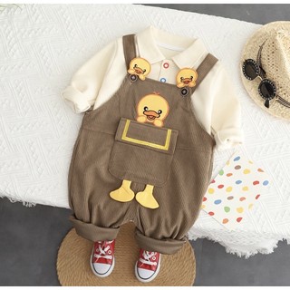 Yếm Vịt siêu hot - Set đồ cho bé trai và bé gái - yếm nhung tăm cao cấp - áo thun mềm Hàng thiết kế