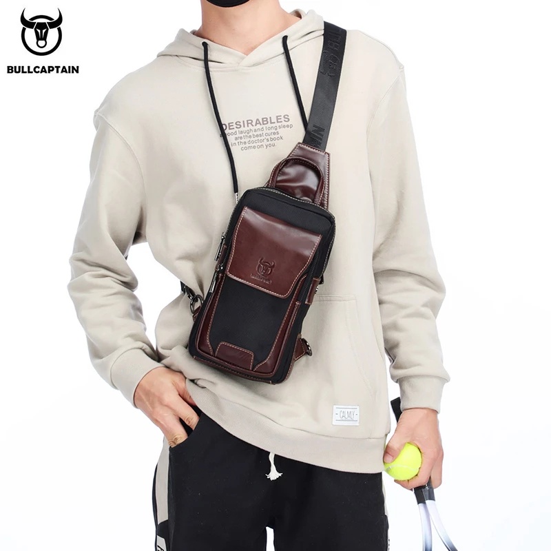 Túi Da Bò Đeo Chéo Trước Ngực Thời Trang Cho Nam