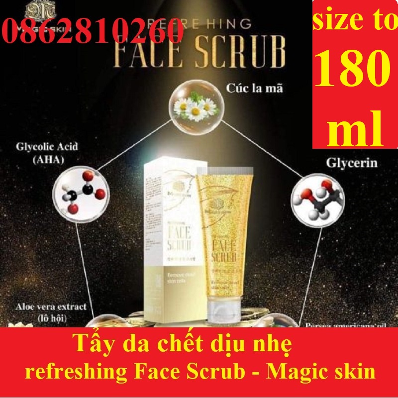 Tẩy da chết Magic Skin Refreshing Face Scrub 👍 Gel tẩy da chết DỊU NHẸ cho Da mặt ✔ CHÍNH HÃNG