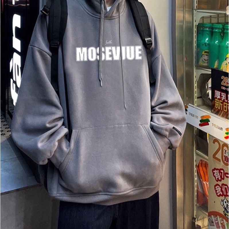 Áo Khoác HOODIE nỉ bông mũ to 2 lớp Unisex form rộng MOSEVJUE