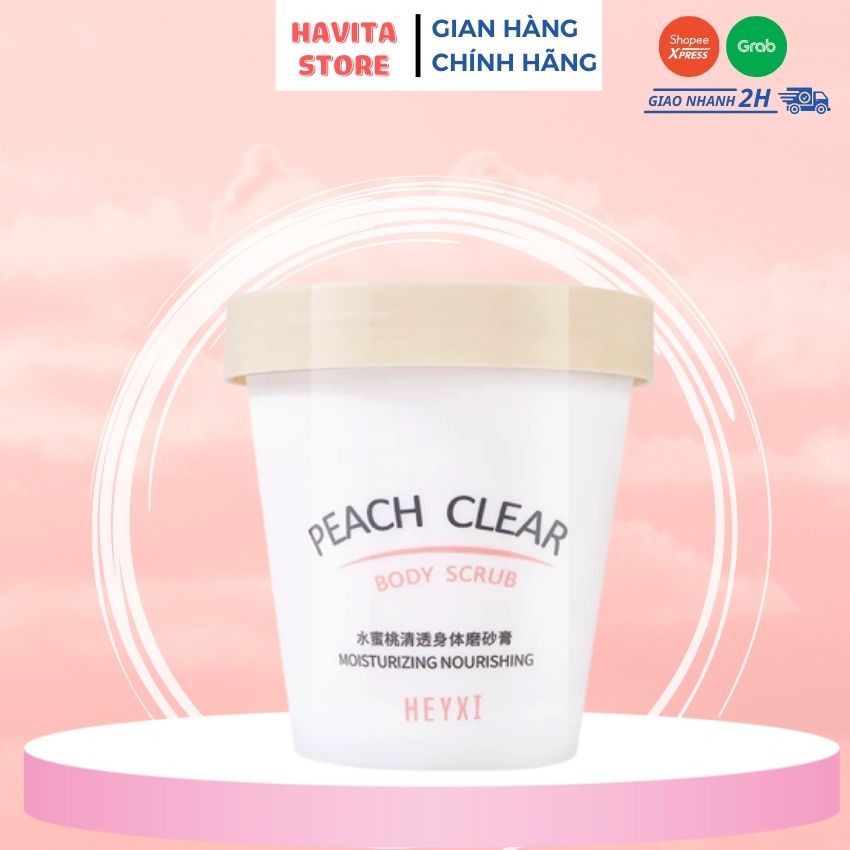 Tẩy da chết đào Heyxi peach clear body scrub, tẩy tế bào chết mặt tay chân body tẩy sạch sâu giúp da trắng sáng mịn màng